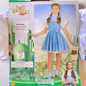 RUBIES Girls Dorothy Halloween Costume 8-10 Wizard of Oz Dress Hair Bows NEW